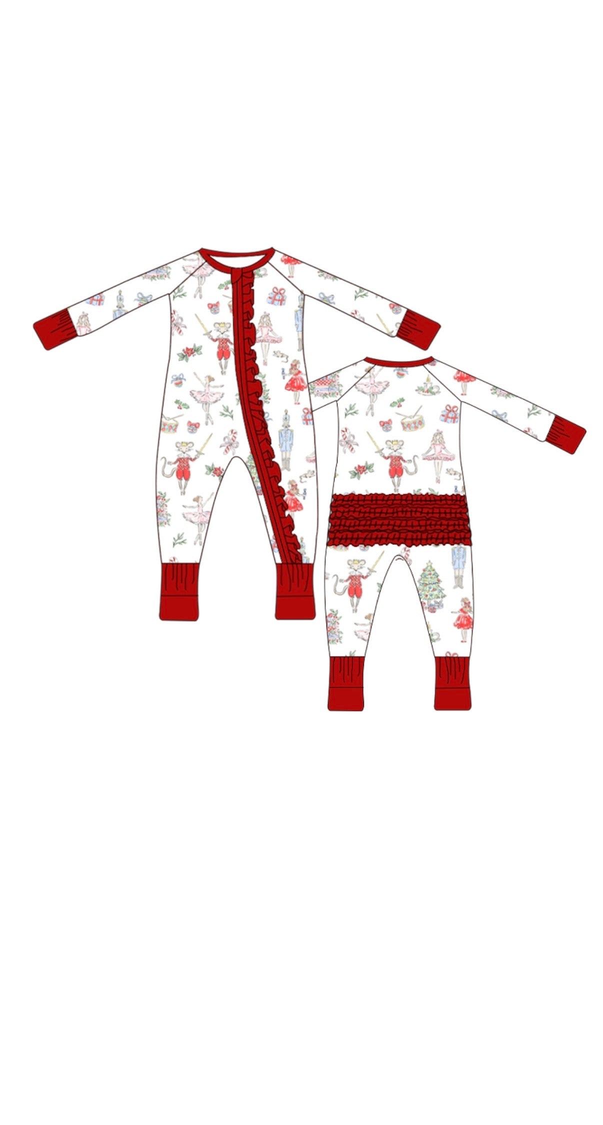 Nutcracker ruffle zip up sleeper