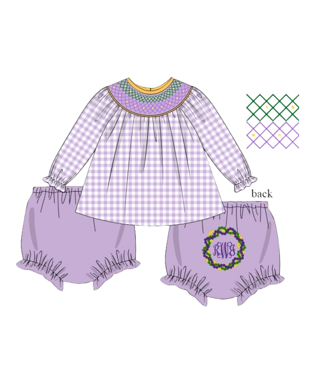Classic Mardi Gras Diaper set