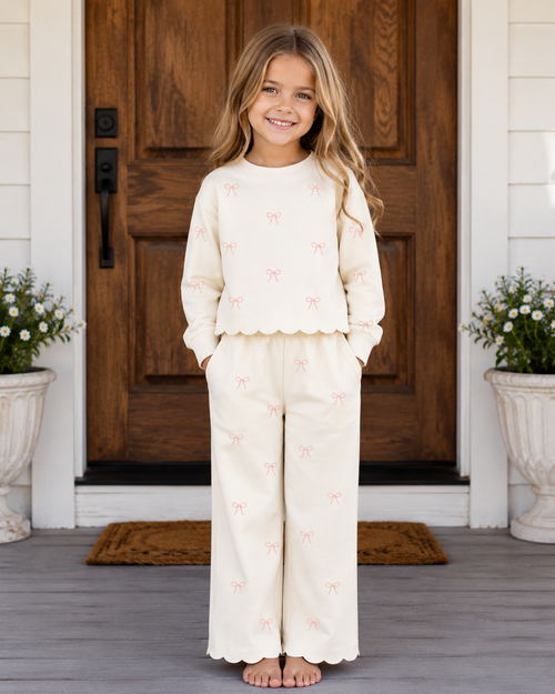 Bow sweatsuit sets