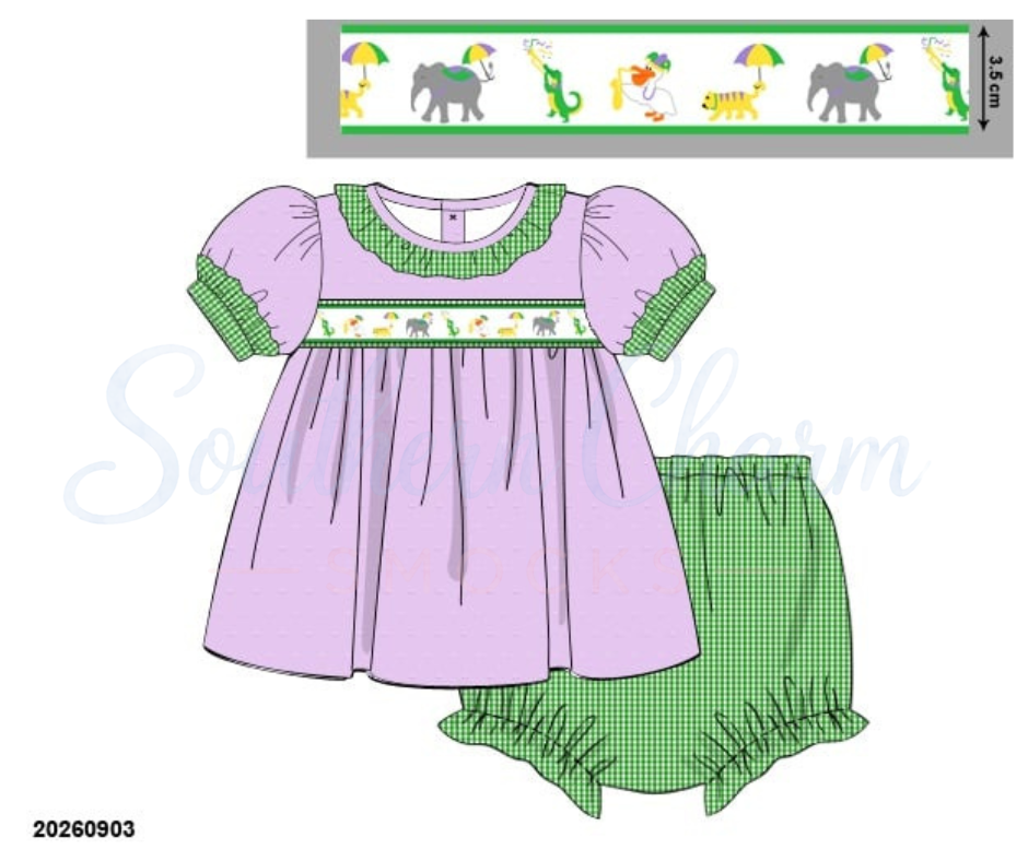 Girls Mardi Gras Ribbon diaper set