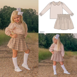 Cream & Plaid skirt set